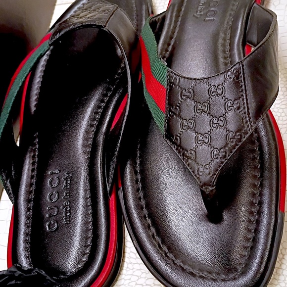 Brand New Unused Rare Gucci Leather Thong Slide 'Black' 268670 A9LA0 1061 (G8.5) - Picture 15 of 16